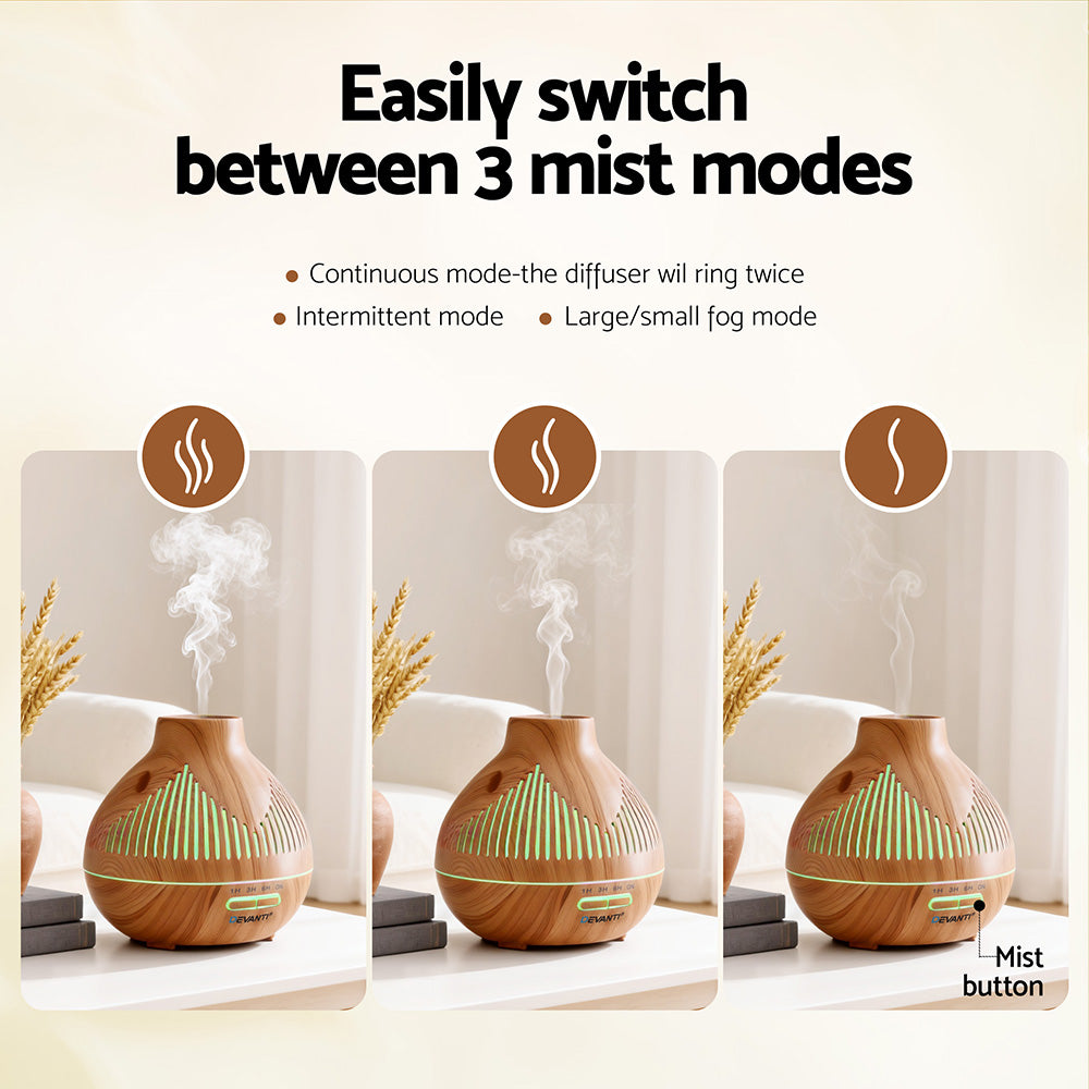 Ultrasonic Aroma Diffuser Aromatherapy 400ml LED Lights Iron Humidifier Forest Light wood grain