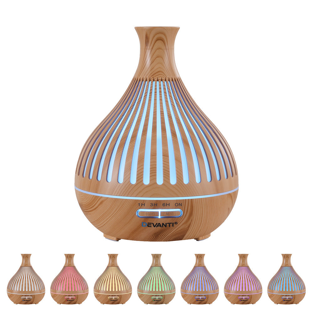 Ultrasonic Aroma Diffuser Aromatherapy 400ml LED Lights Iron Humidifier Forest Light wood grain