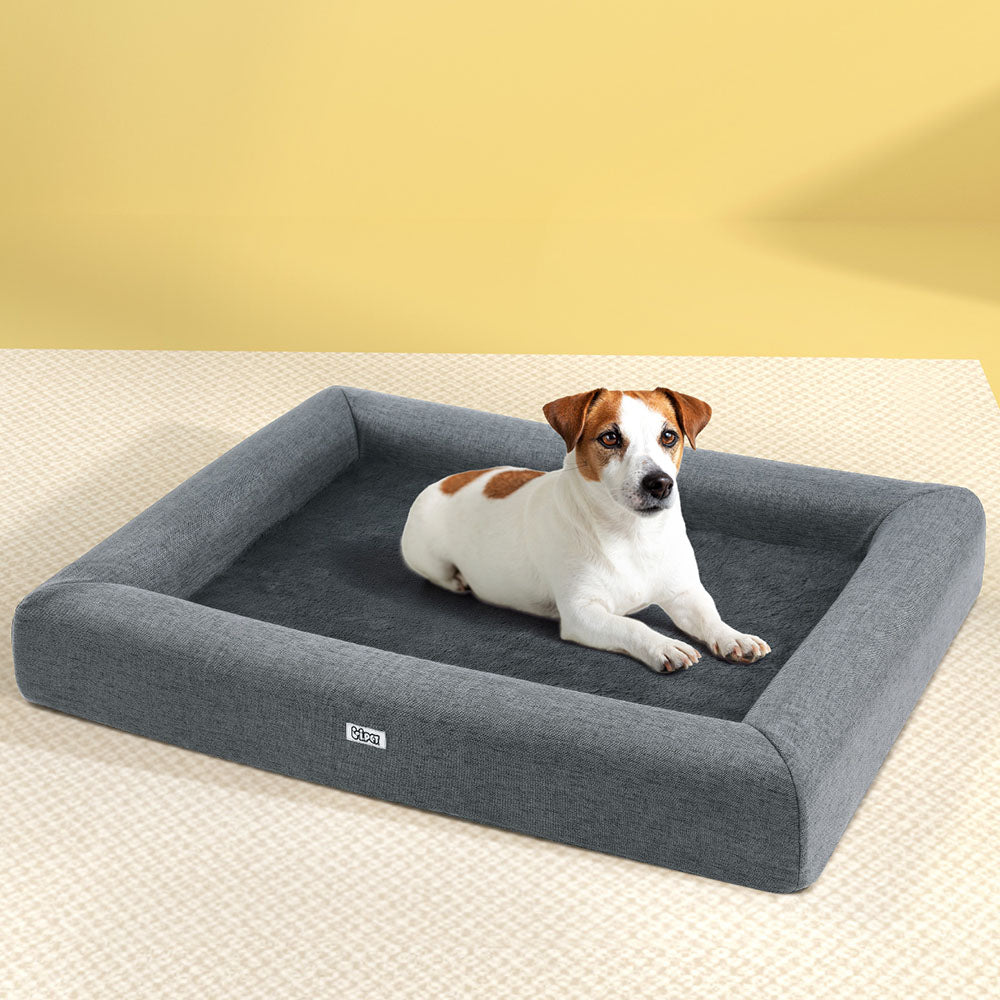 Pet Bed Dog Cat Large Calming Soft Sofa Cushion Grey