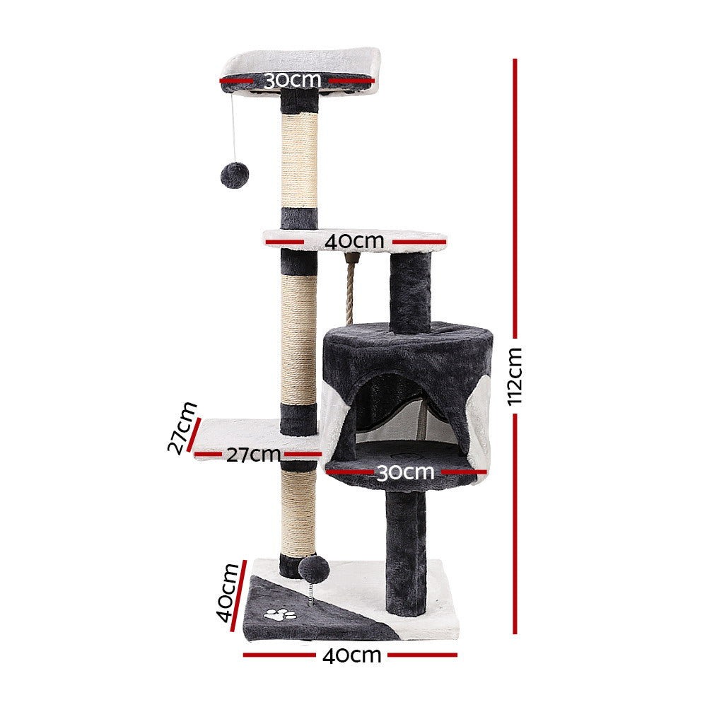 TGO Cat Tree 112cm Tower Scratching Post Scratcher Wood Condo House Furniture