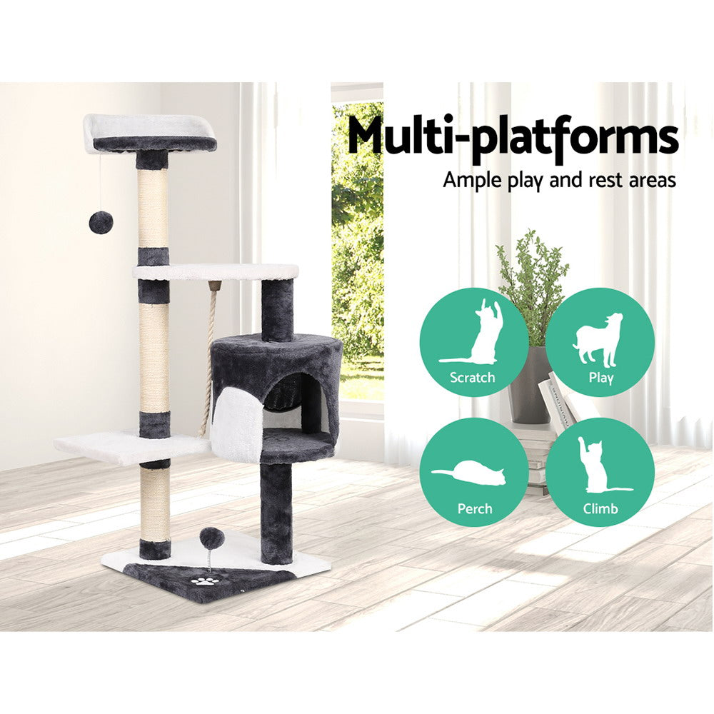 TGO Cat Tree 112cm Tower Scratching Post Scratcher Wood Condo House Furniture