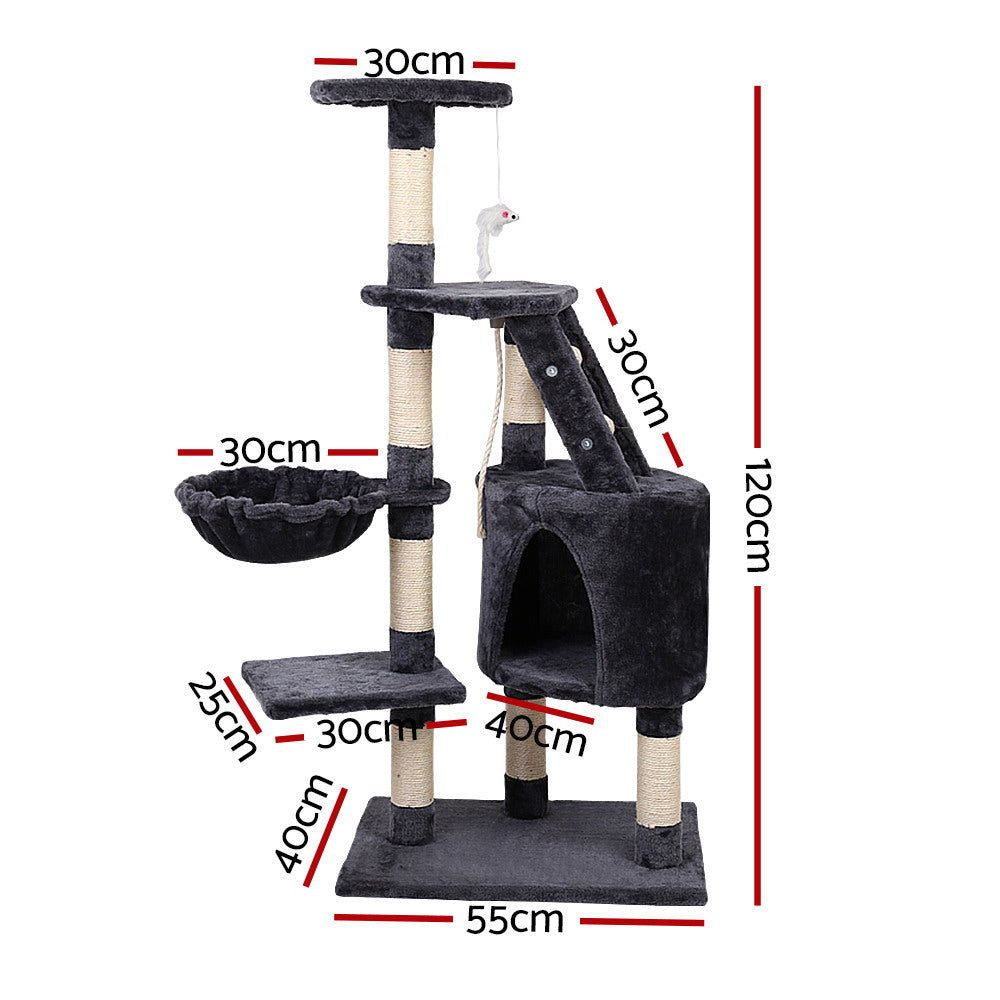 TGO Cat Tree 120cm Tower Scratching Post Scratcher Wood Condo House Bed Toys