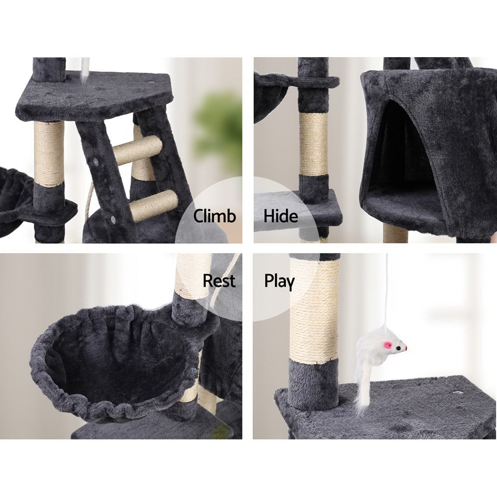 TGO Cat Tree 120cm Tower Scratching Post Scratcher Wood Condo House Bed Toys