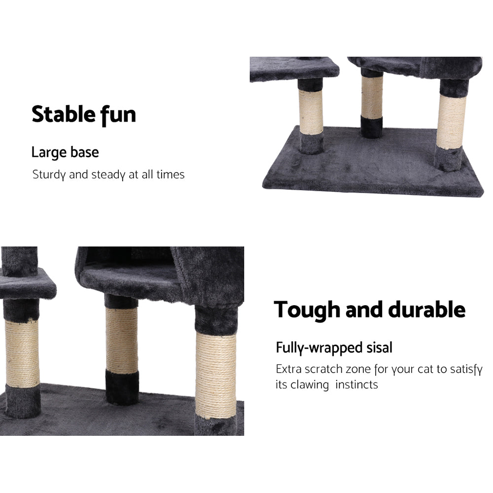 TGO Cat Tree 120cm Tower Scratching Post Scratcher Wood Condo House Bed Toys