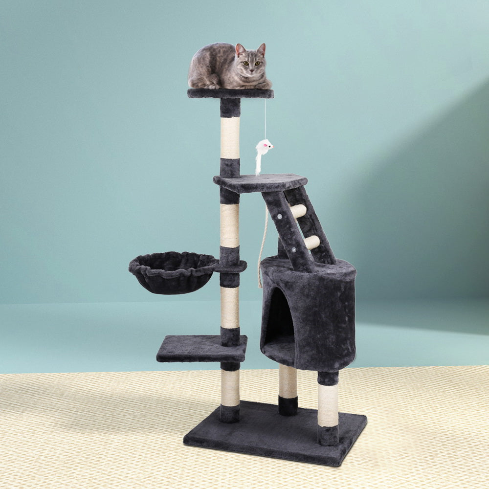 TGO Cat Tree 120cm Tower Scratching Post Scratcher Wood Condo House Bed Toys