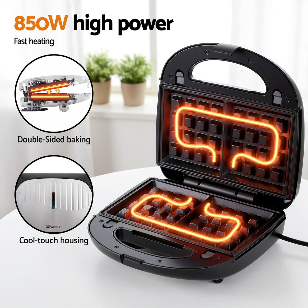 3-in-1 Sandwich Press Waffle Maker Panini Press Grill 850W