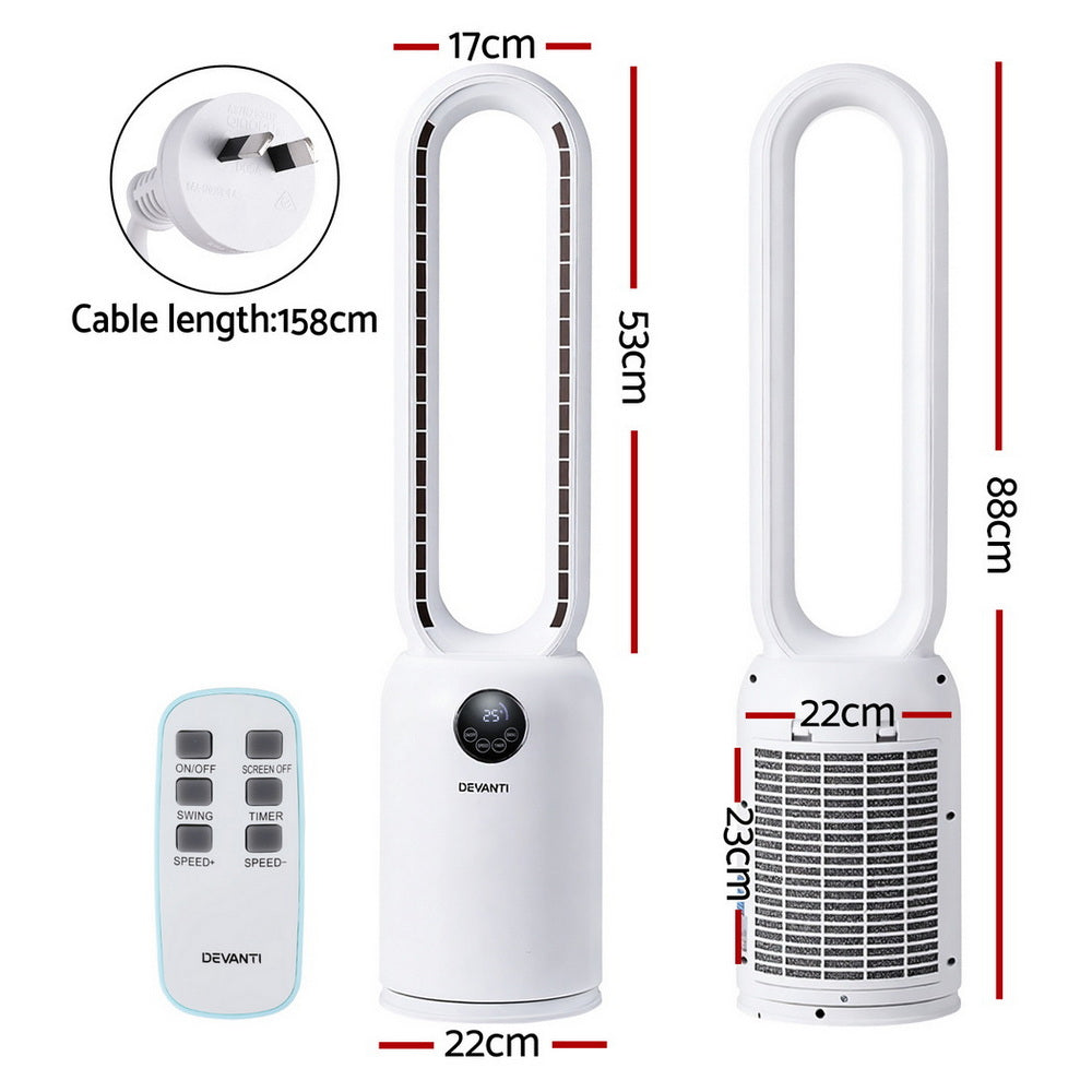 2in1 Bladeless Fan Air Purification W/ Remote 88cm