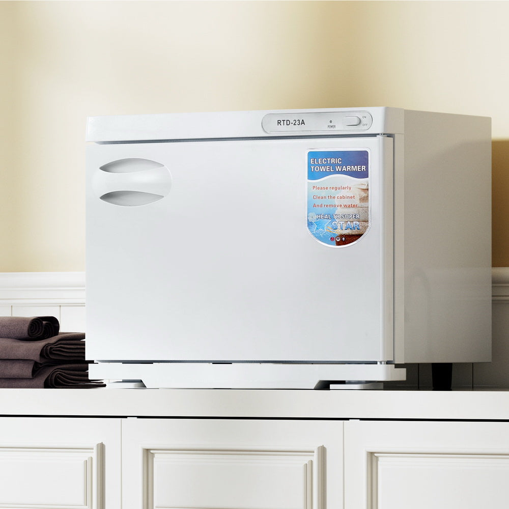 23L Towel Warmer UV Sterilizer Heater Cabinet Beauty SPA Salon White