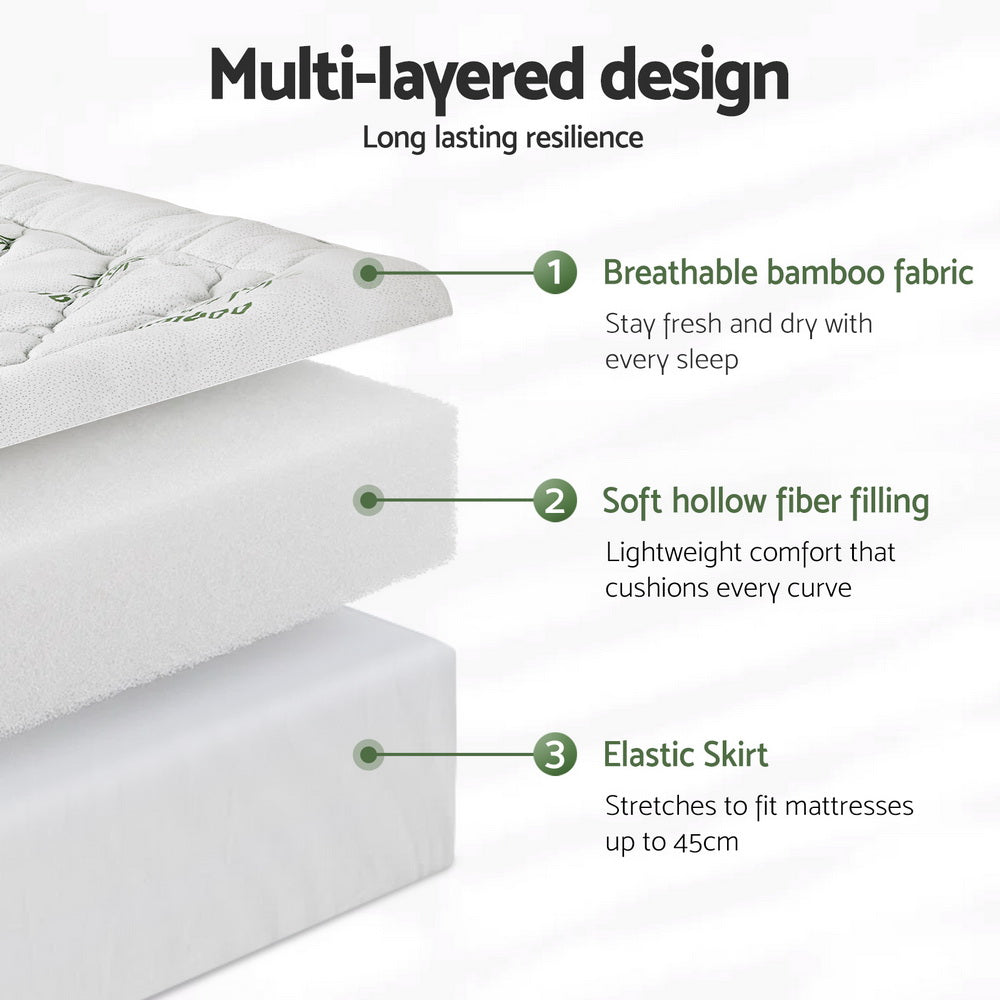 Giselle Mattress Topper 5cm Pillowtop toppers Bamboo King