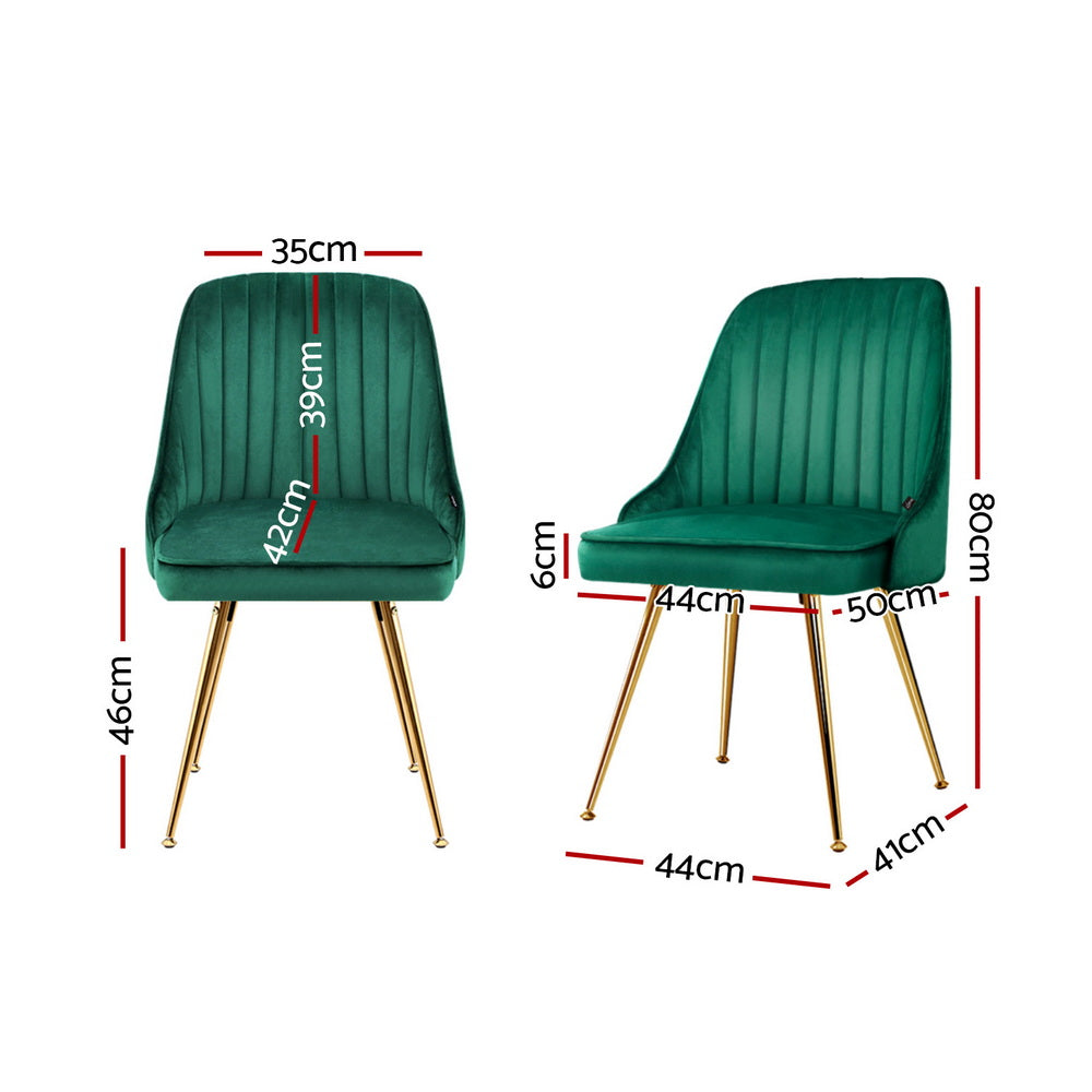 Dining Chairs Set of 4 Velvet Channel Tufted Green