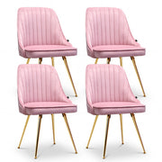 Artiss Dining Chairs Set of 4 Velvet Channel Tufted Pink