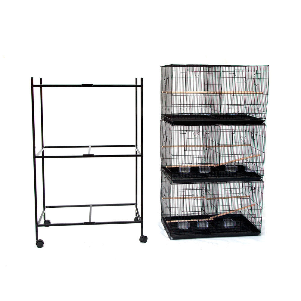 Set of 3 Breeding Bird Cage with Center Dividor with Stand