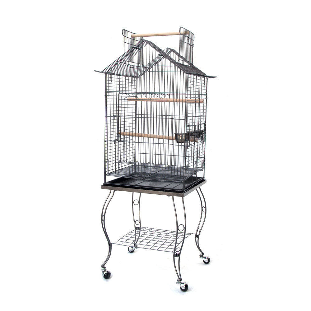 BIRD PARROT CAGE WITH STAND COCKATIEL AMAZON AFRICAN GREY CAIQUE CONURE BLACK