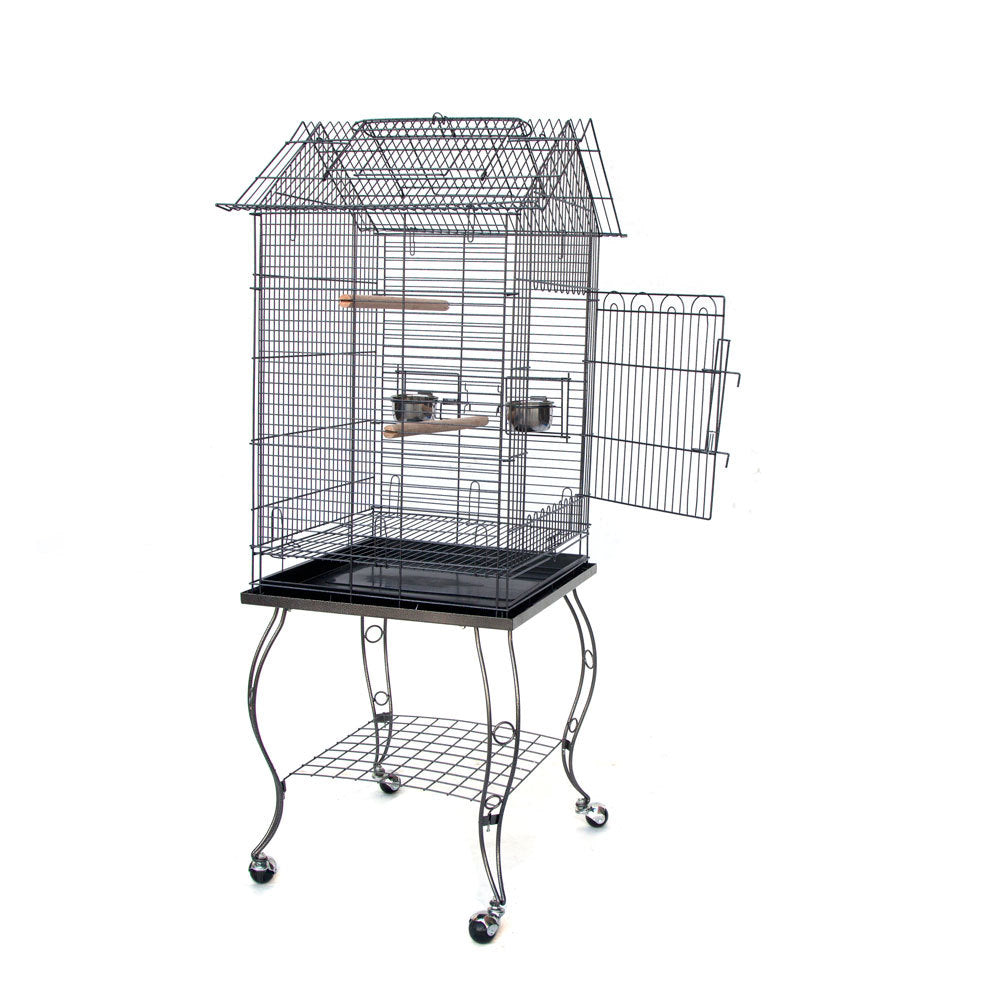 BIRD PARROT CAGE WITH STAND COCKATIEL AMAZON AFRICAN GREY CAIQUE CONURE BLACK