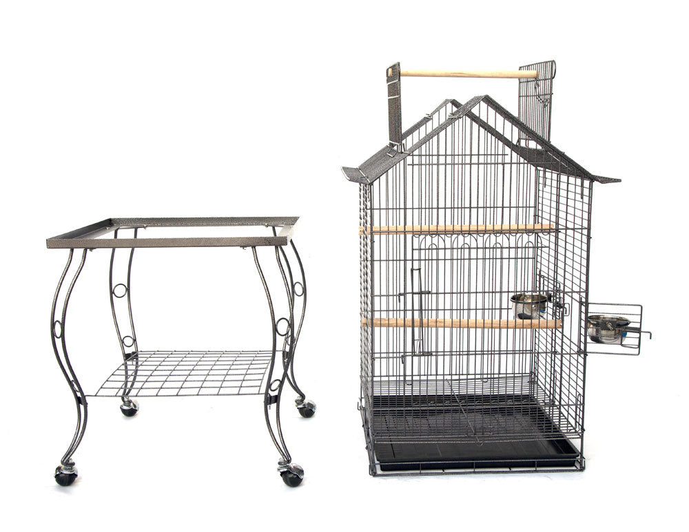 BIRD PARROT CAGE WITH STAND COCKATIEL AMAZON AFRICAN GREY CAIQUE CONURE BLACK