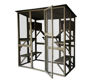 Wooden Cat Cage Walk in Cat Condo House Kitten Ferret Enclosure Cage