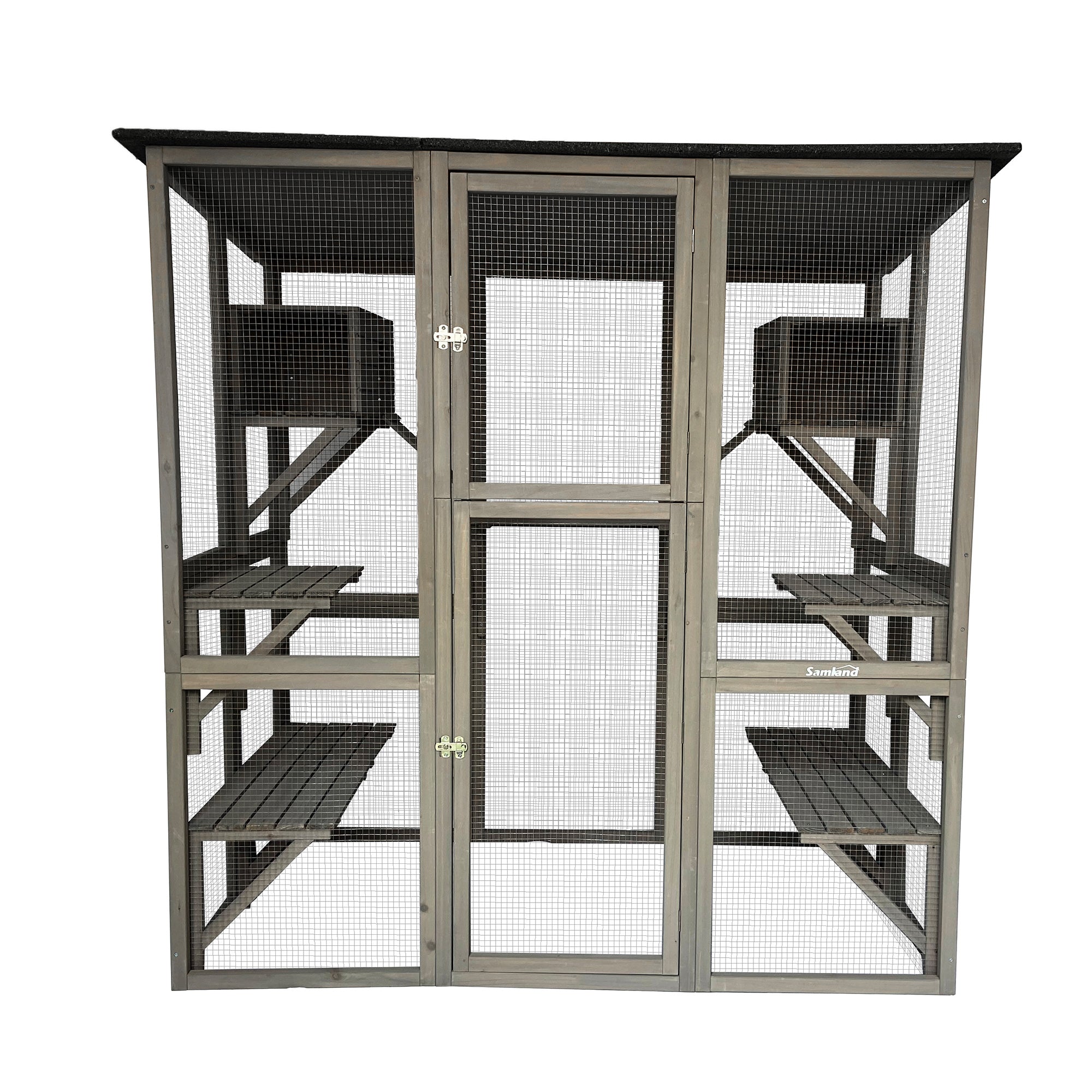 Wooden Cat Cage Walk in Cat Condo House Kitten Ferret Enclosure Cage