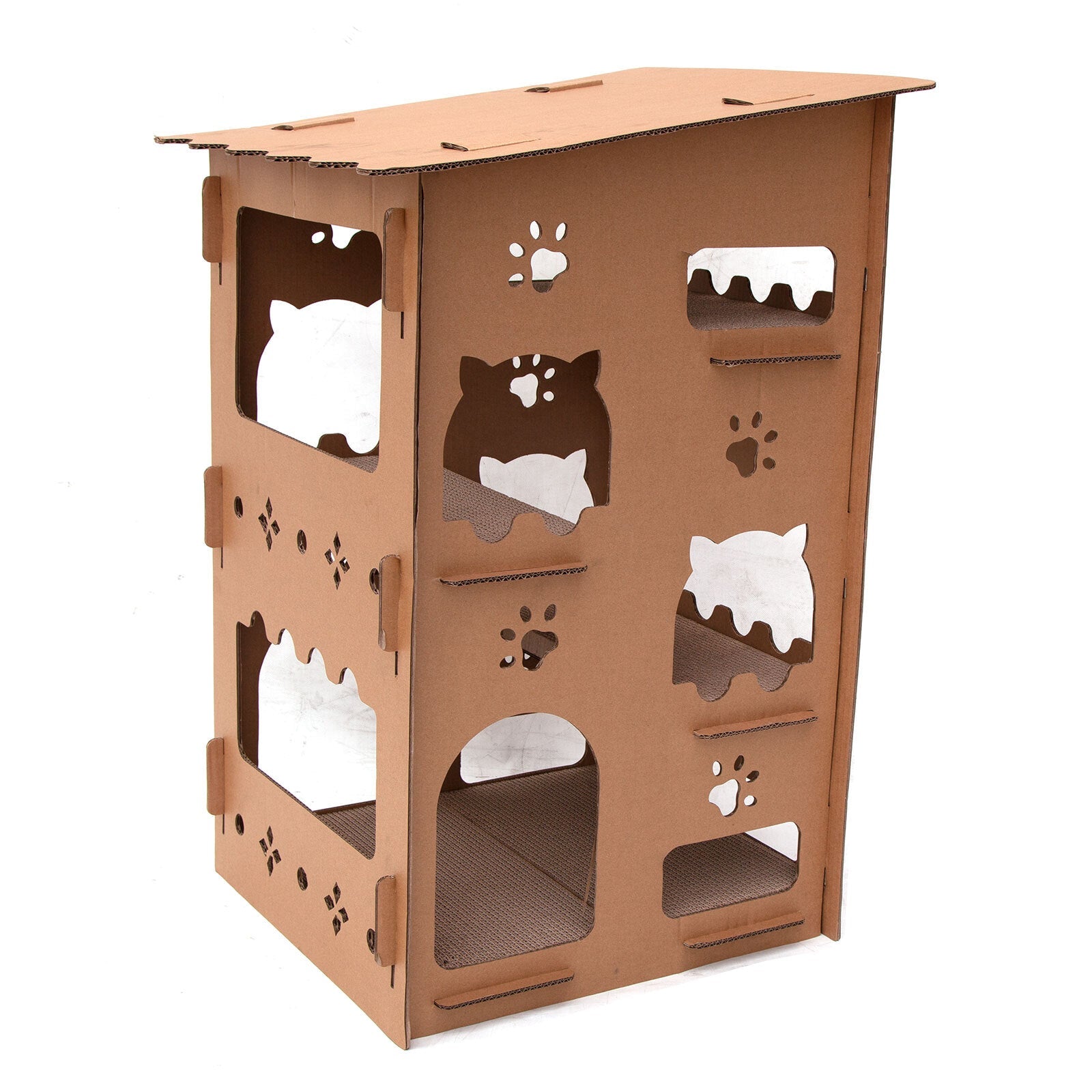 CAT SCRATCHING CARDBOARD 4 LEVEL HOUSE