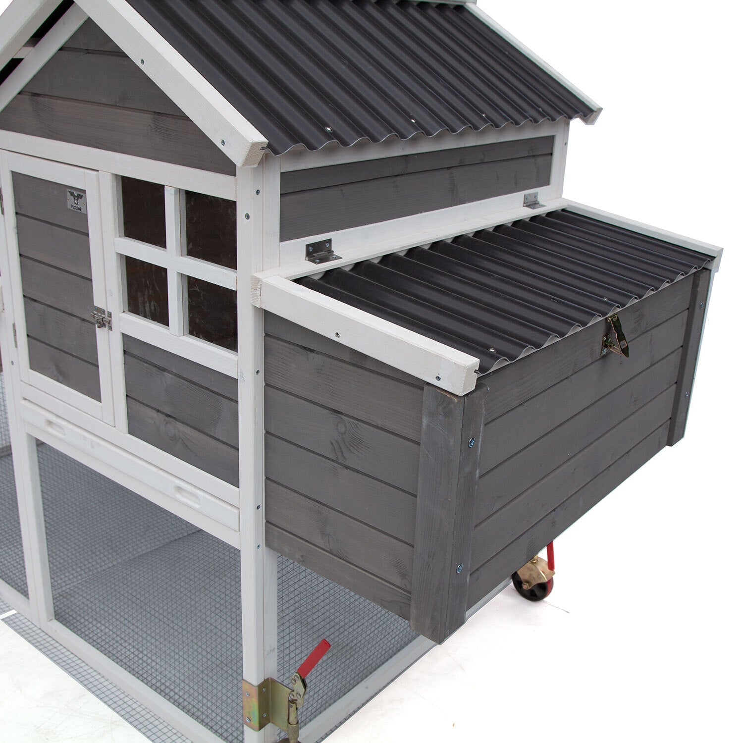 WOODEN CHICKEN RANCH CHICKEN COOP WITH RUN ON WHEEL PVC ROOF