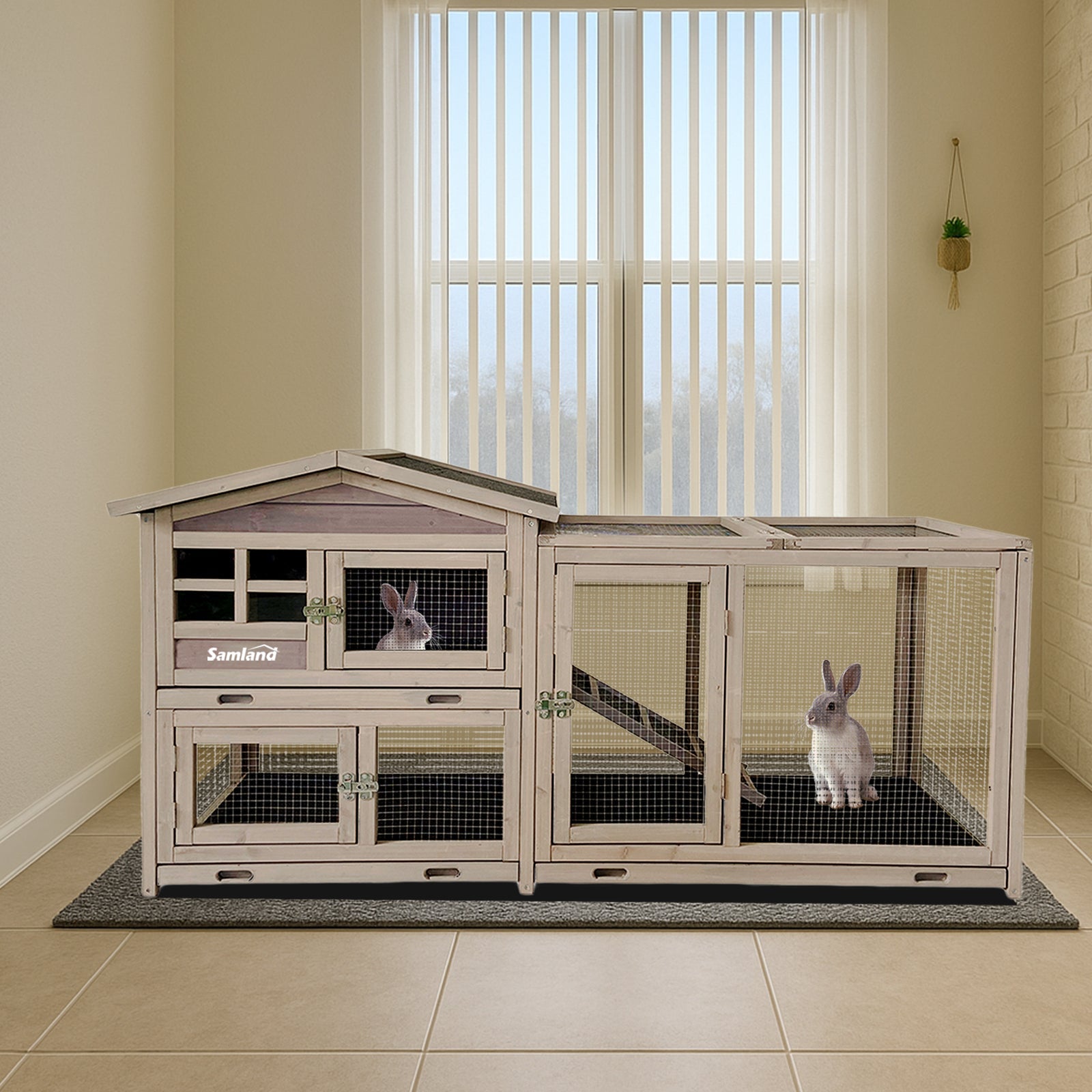 Rabbit Hutch Cage Indoor and Outdoor Chicken Coop Guinea Pig Cage Bunny Cage Waterproof Roof