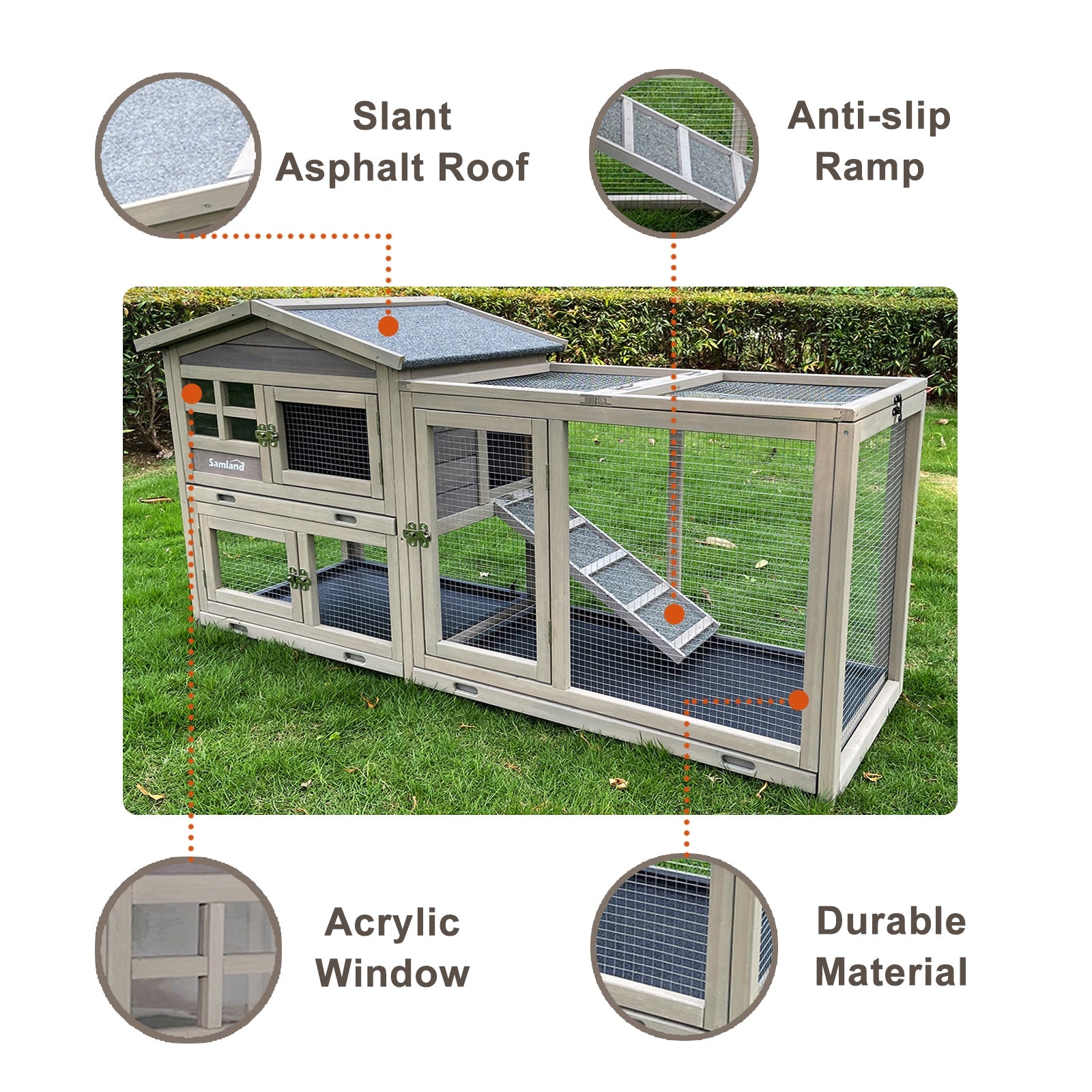 Rabbit Hutch Cage Indoor and Outdoor Chicken Coop Guinea Pig Cage Bunny Cage Waterproof Roof