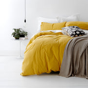 European Vintage Washed Cotton Misted Yellow Quilt Cover Set by Park Avenue King