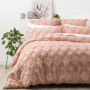 Medallion Cotton Vintage Washed Tufted Blush Quilt Cover Set by Park Avenue Super King