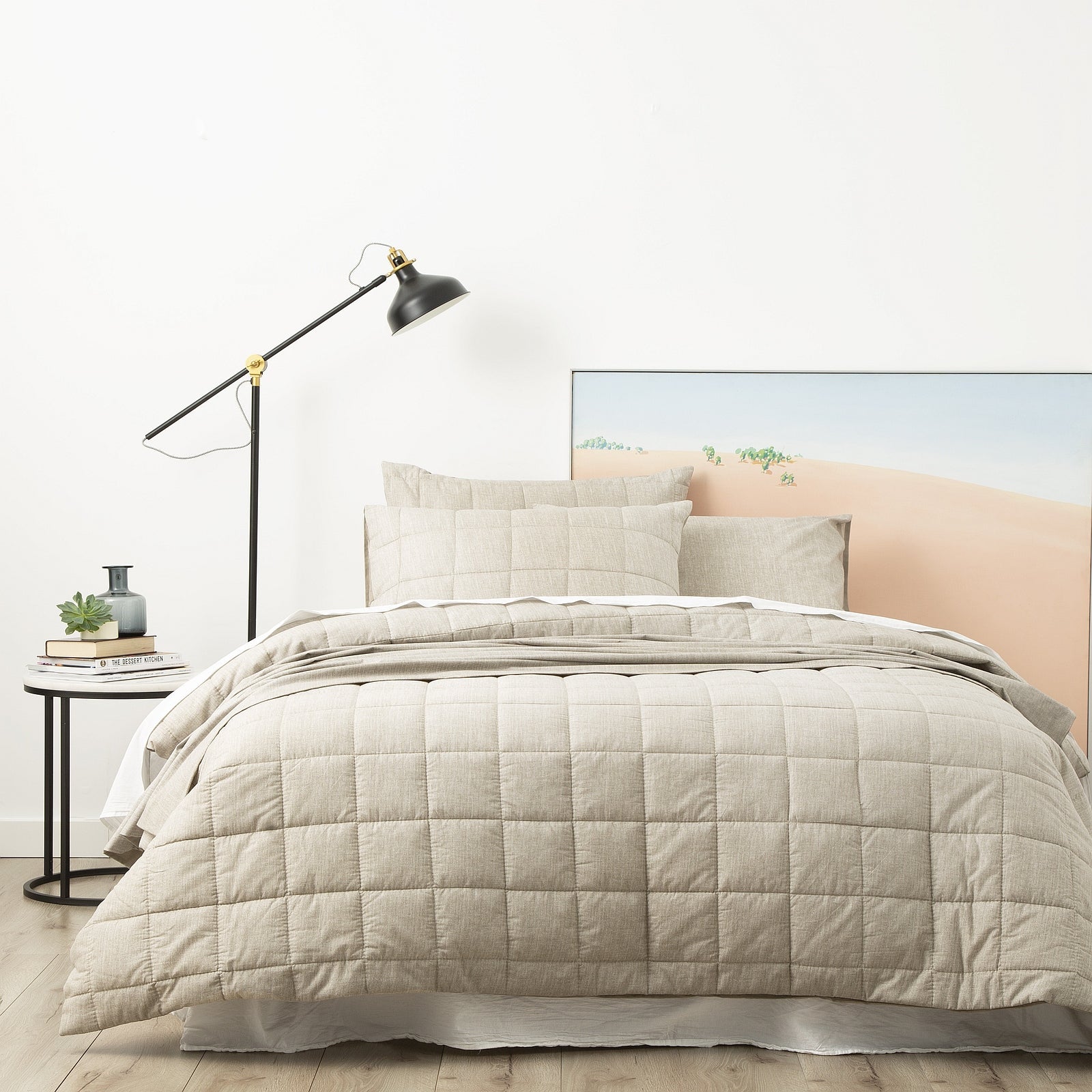 Paradis Washed Chambray Muddy Quilted Quilt Cover Set by Park Avenue Queen