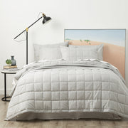 Paradis Washed Chambray Charcoal Quilted Quilt Cover Set by Park Avenue Super King