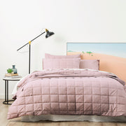 Paradis Washed Chambray Plum Quilted Quilt Cover Set by Park Avenue King
