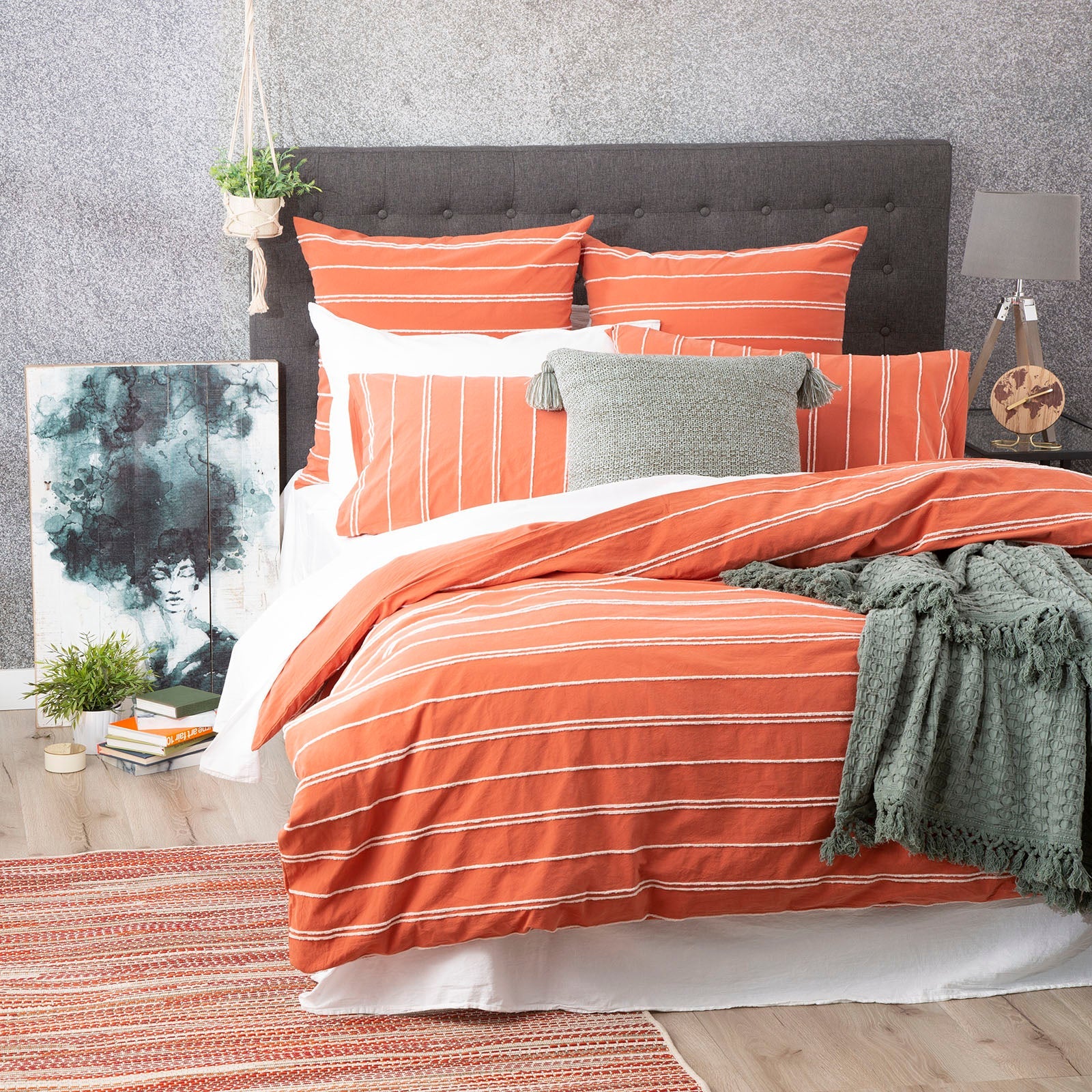 Hudson Paprika Vintage Washed Cotton Chenille Quilt Cover Set by Renee Taylor Double