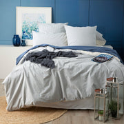 Portifino Yarn Dyed Vintage Washed Cotton Blue Quilt Cover Set by Renee Taylor Double