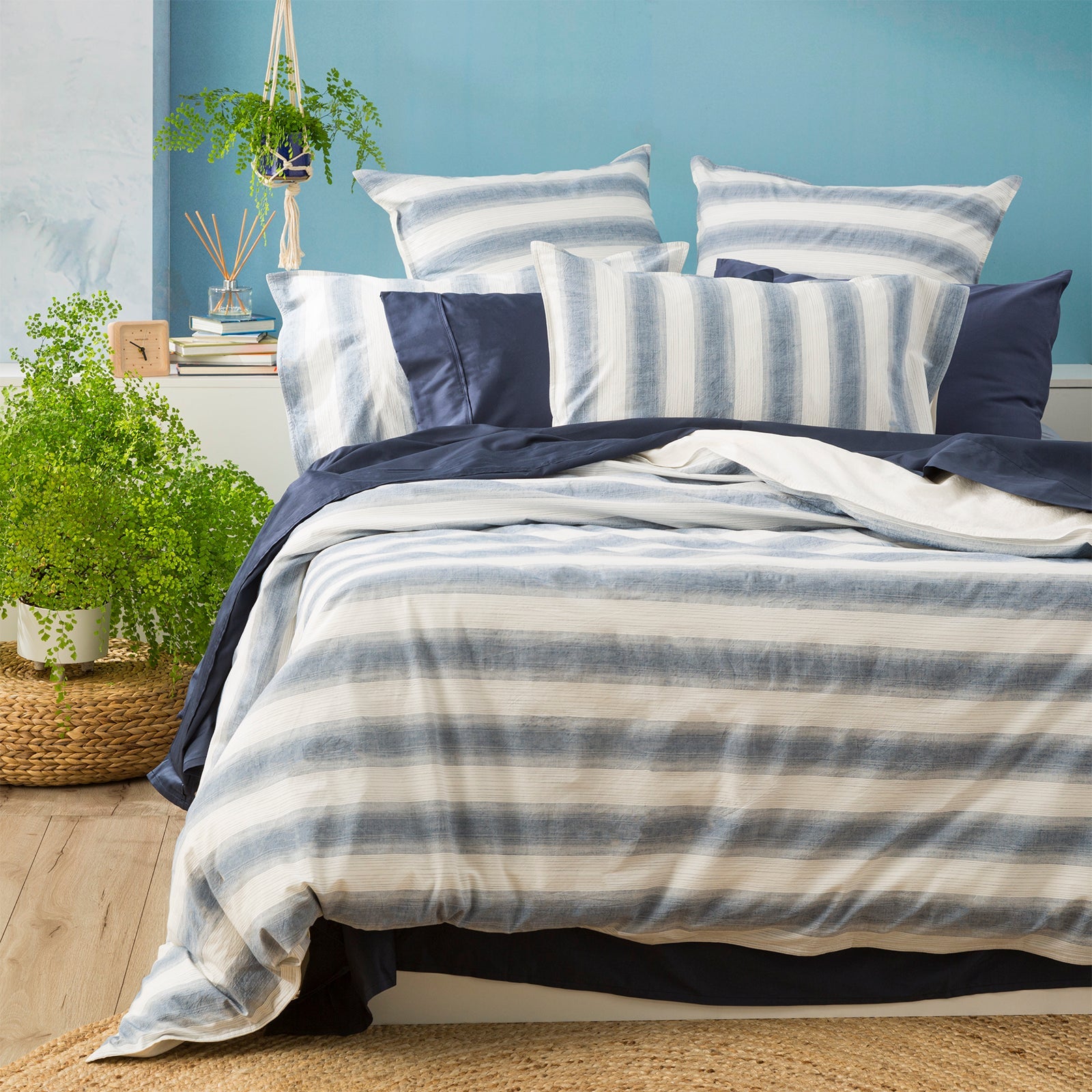 Amira Yarn Dyed Vintage Washed Cotton Quilt Cover Set by Renee Taylor Super King