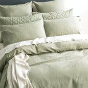 Cavallo Stone Washed 100% French Linen Jade Quilt Cover Set by Renee Taylor King