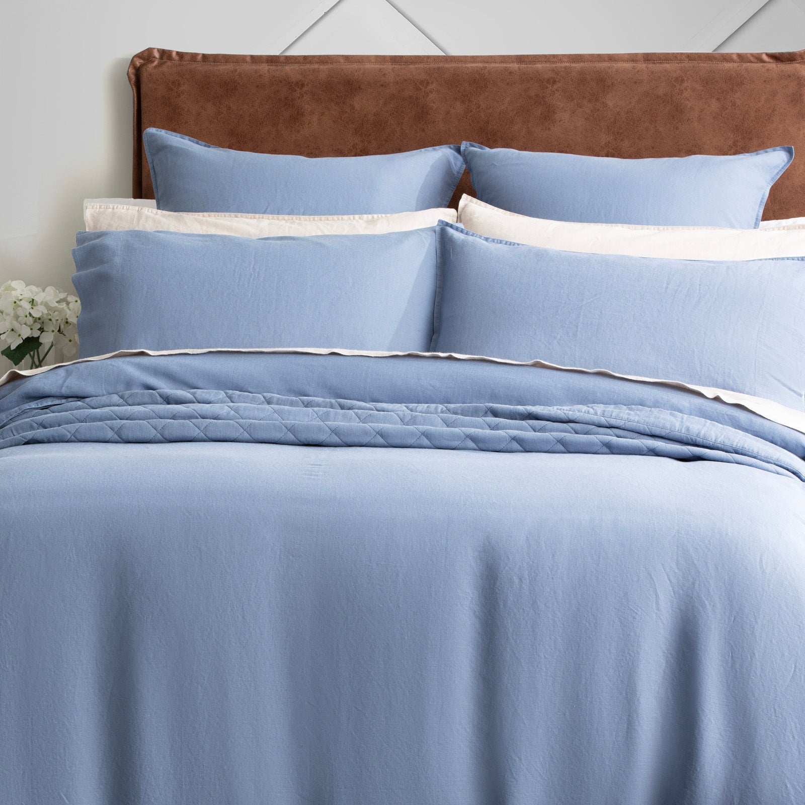 Cavallo Stone Washed 100% French Linen Denim Quilt Cover Set by Renee Taylor Super King