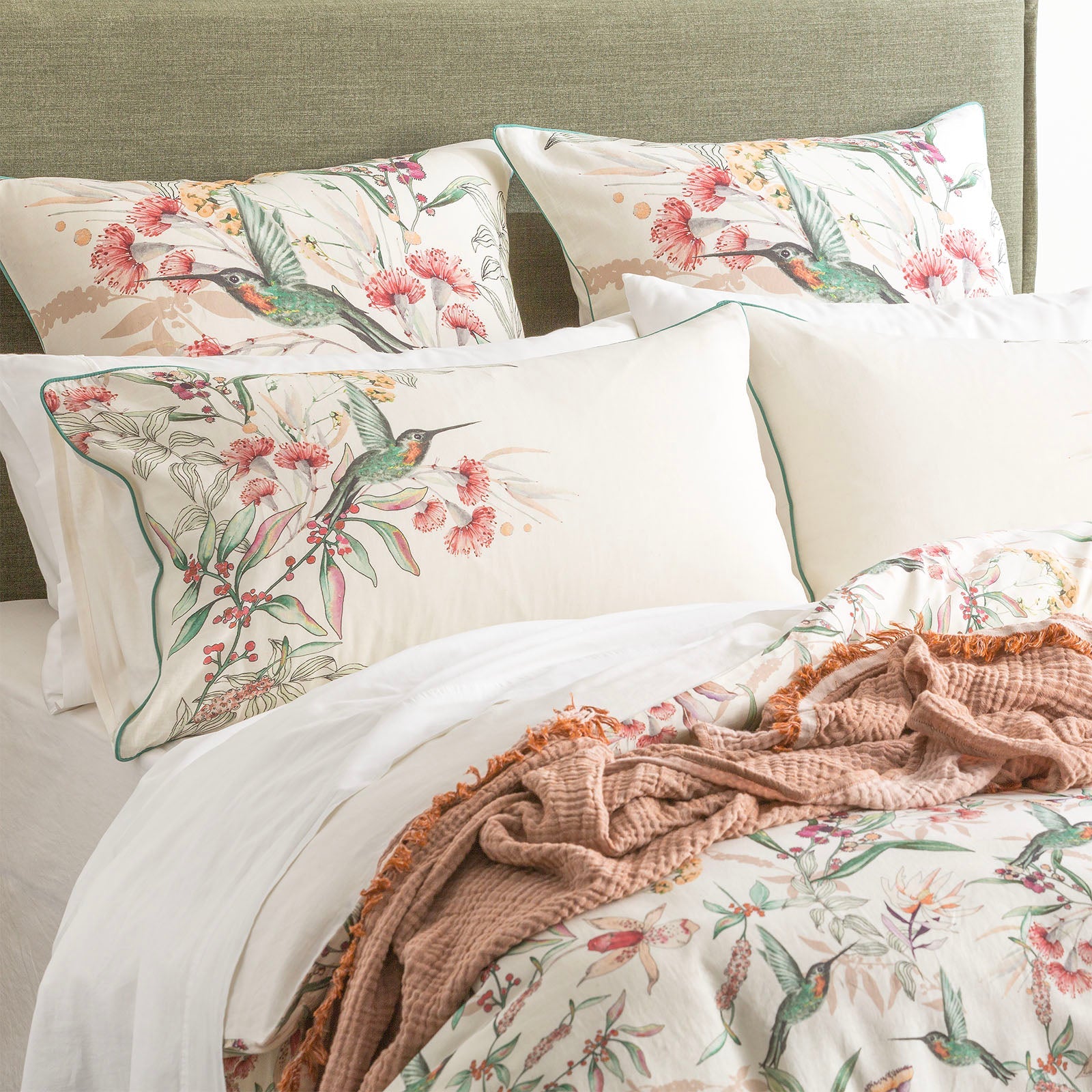 Cavallo Banksia French Linen Printed Quilt Cover Set by Renee Taylor Queen