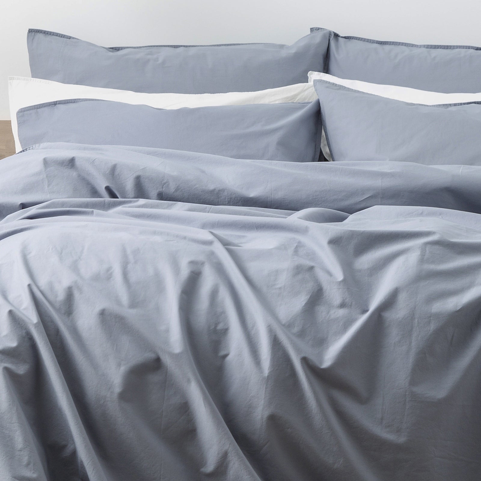 Helena Vintage Stone Washed Dusty Blue Quilt Cover Set by Renee Taylor Super King