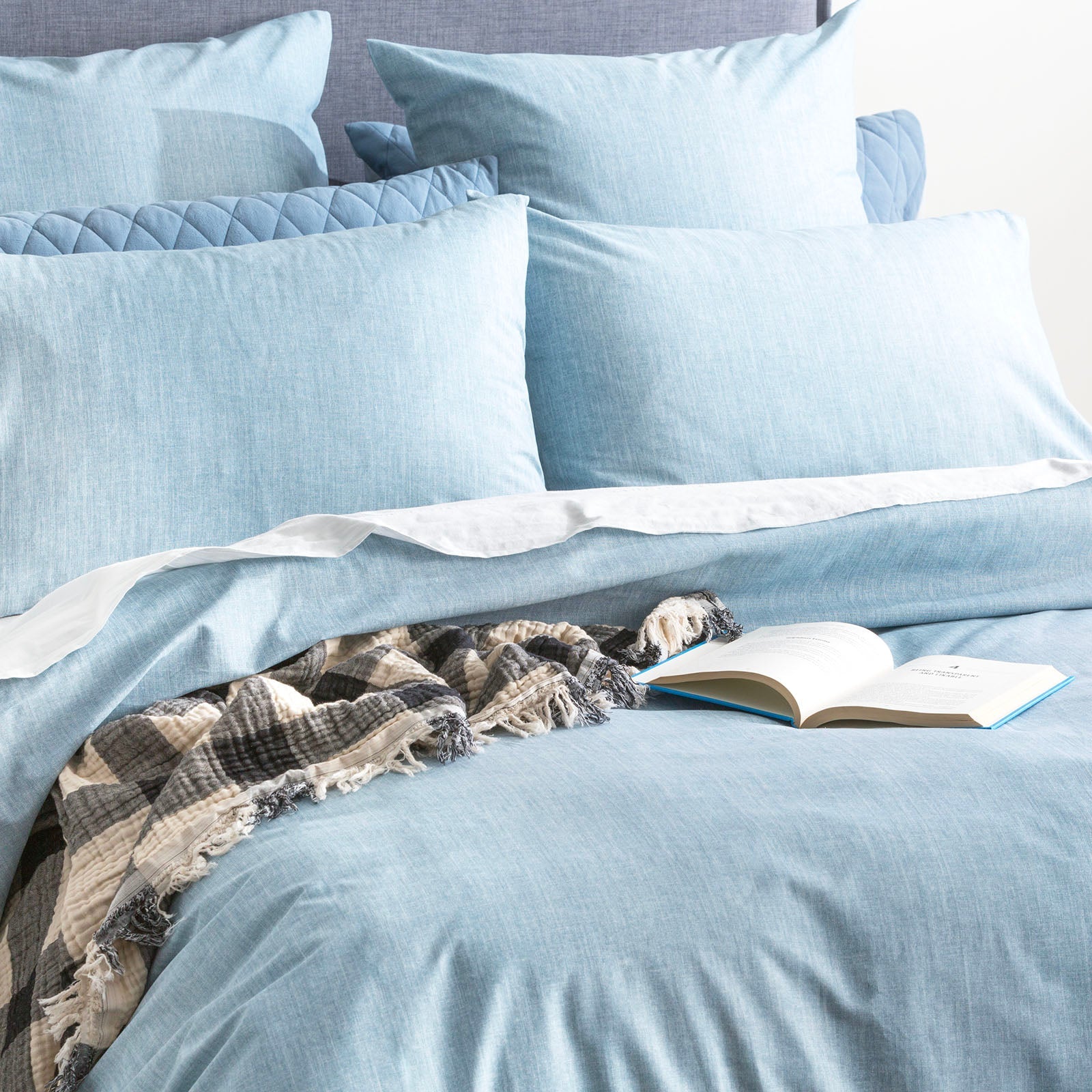Aquatic Chambray Washed Cotton Quilt Cover Set by Renee Taylor Super King