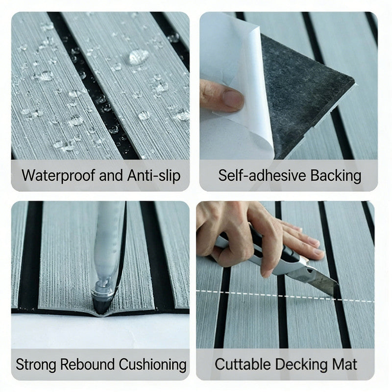 EVA Foam Boat Flooring Mat Decking Sheet 240*5.7*0.6cm Light Grey
