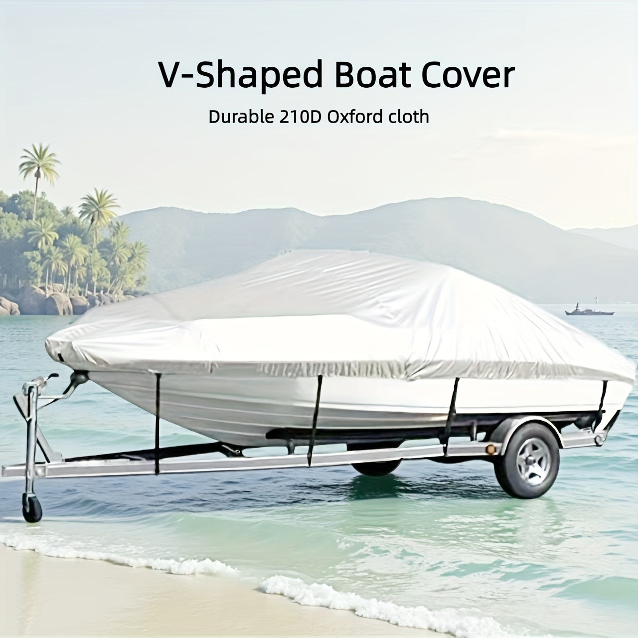 Trailerable Boat Cover – Heavy Duty Waterproof Tarp with Storage Bag, Designed for V-Hull, Fish & Ski, Runabout, Bass & Fishing Boats,11-13FTBlack