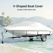 Trailerable Boat Cover – Heavy Duty Waterproof Tarp with Storage Bag, Designed for V-Hull, Fish & Ski, Runabout, Bass & Fishing Boats,14-16FTBlack