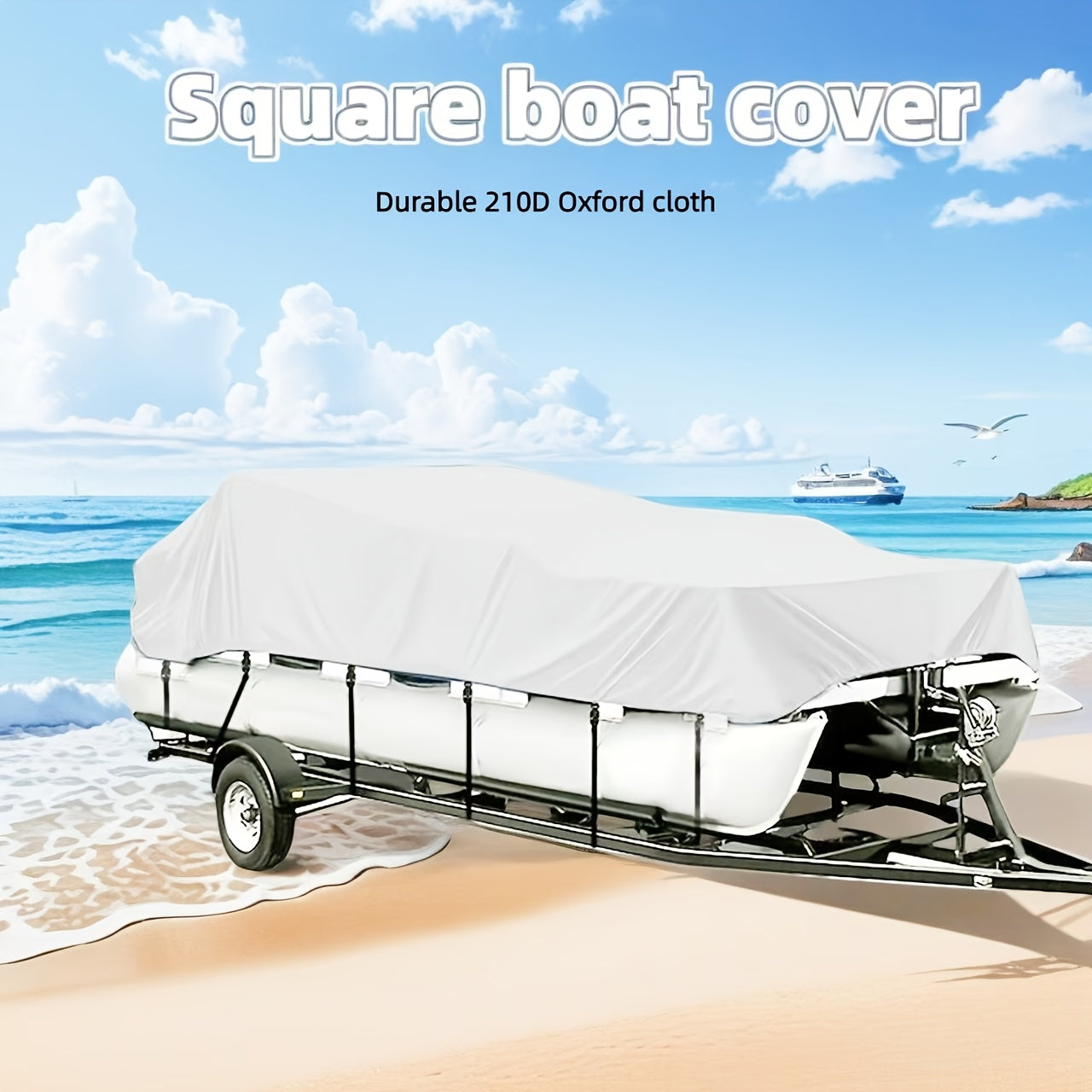 Trailerable Boat Cover – Heavy Duty Waterproof Tarp with Storage Bag, Designed for V-Hull, Fish & Ski, Runabout, Bass & Fishing Boats,17-20FTSilver