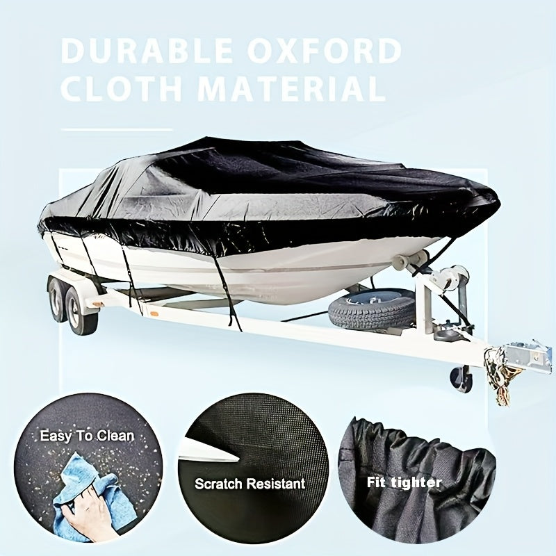Trailerable Boat Cover – Heavy Duty Waterproof Tarp with Storage Bag, Designed for V-Hull, Fish & Ski, Runabout, Bass & Fishing Boats,21-24FTSilver