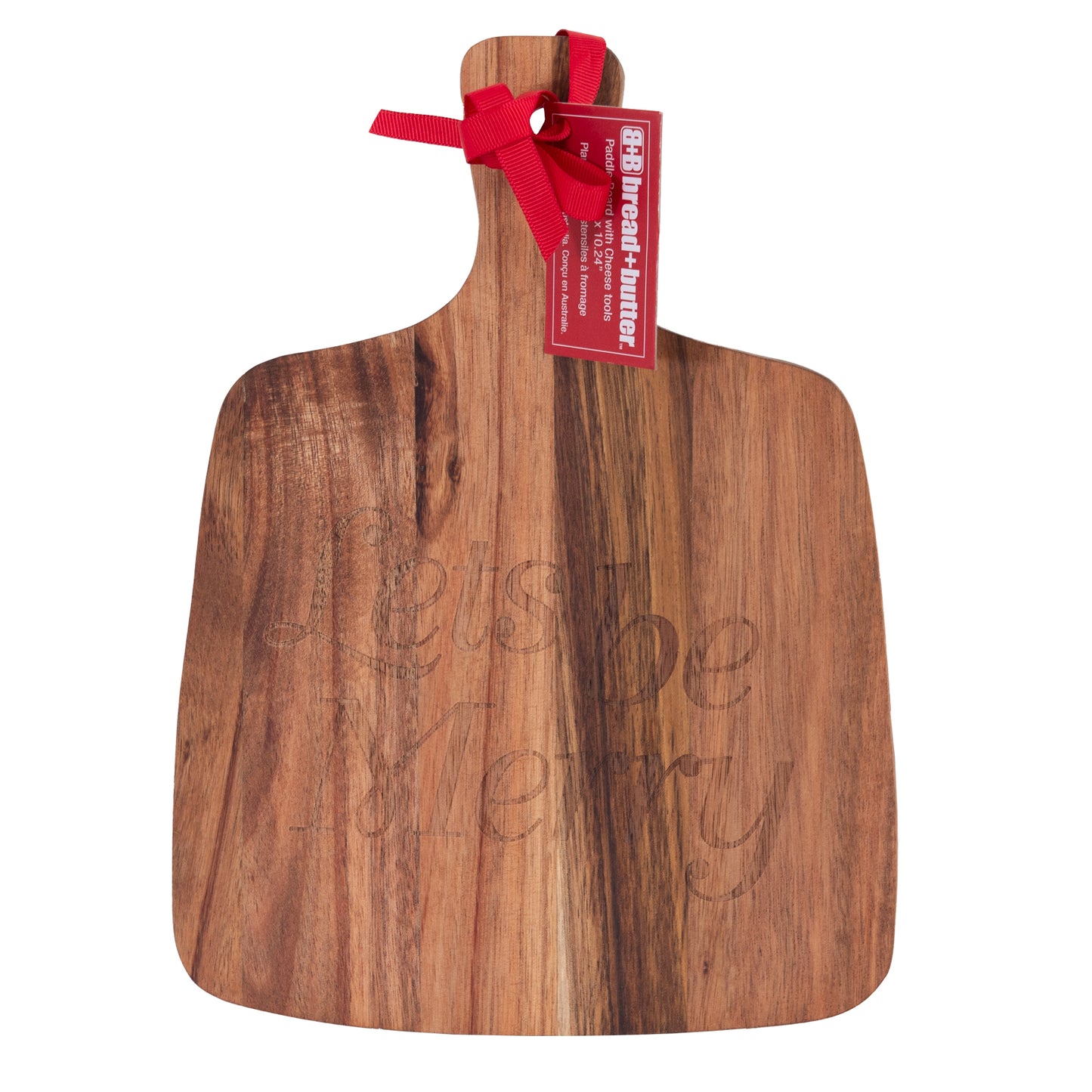 Bread and Butter Rectangle Paddle Food Board with 2 Cheeese Knives