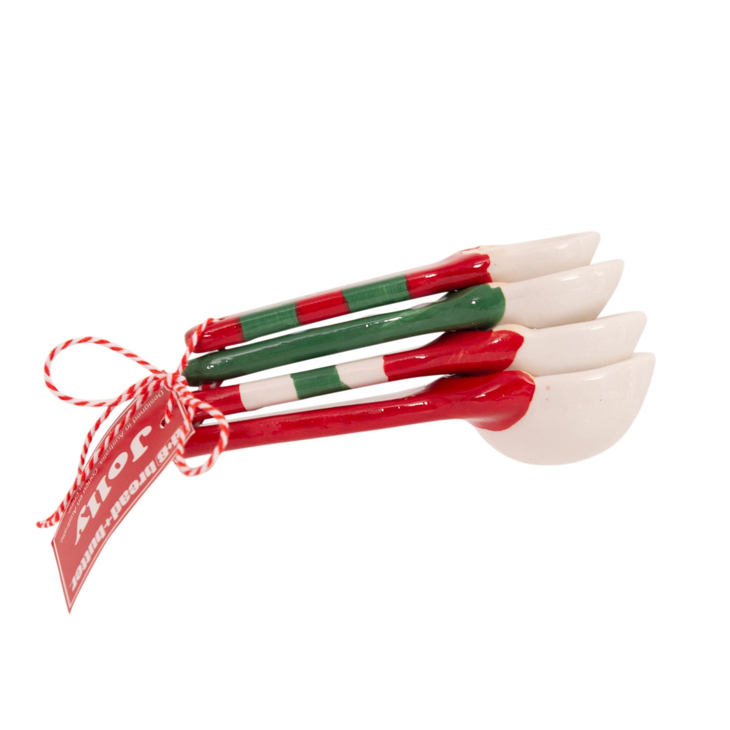 Set of 4 Bread and Butter Gnome Measuring Spoons - Green/ Red/ White