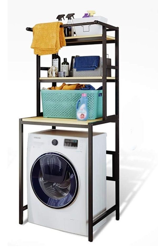 3-Tier Over Washing Machine Storage Rack Laundry Shelf Organizer for Bathroom or Toilet (Black)