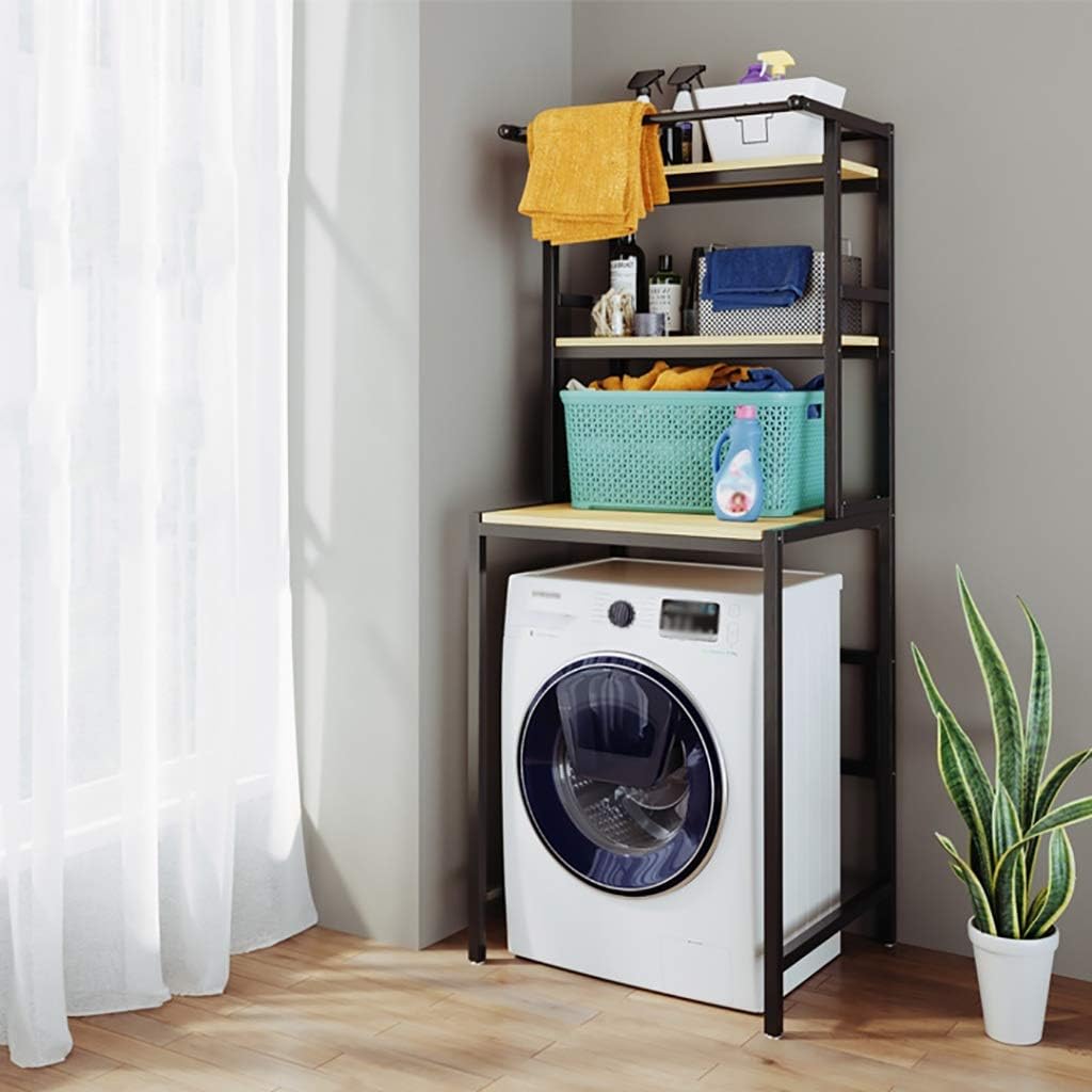 3-Tier Over Washing Machine Storage Rack Laundry Shelf Organizer for Bathroom or Toilet (Black)