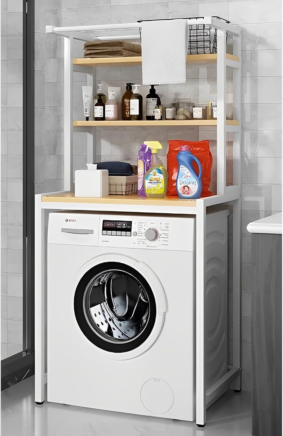 3-Tier Over Washing Machine Storage Rack Laundry Shelf Organizer for Bathroom or Toilet (White)