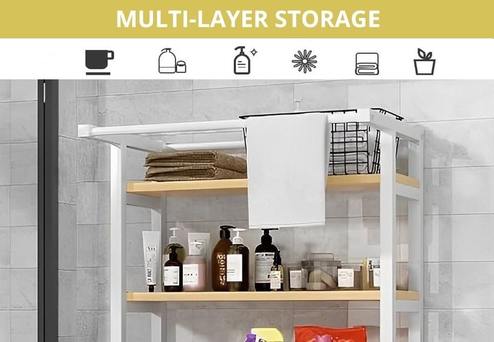 3-Tier Over Washing Machine Storage Rack Laundry Shelf Organizer for Bathroom or Toilet (White)