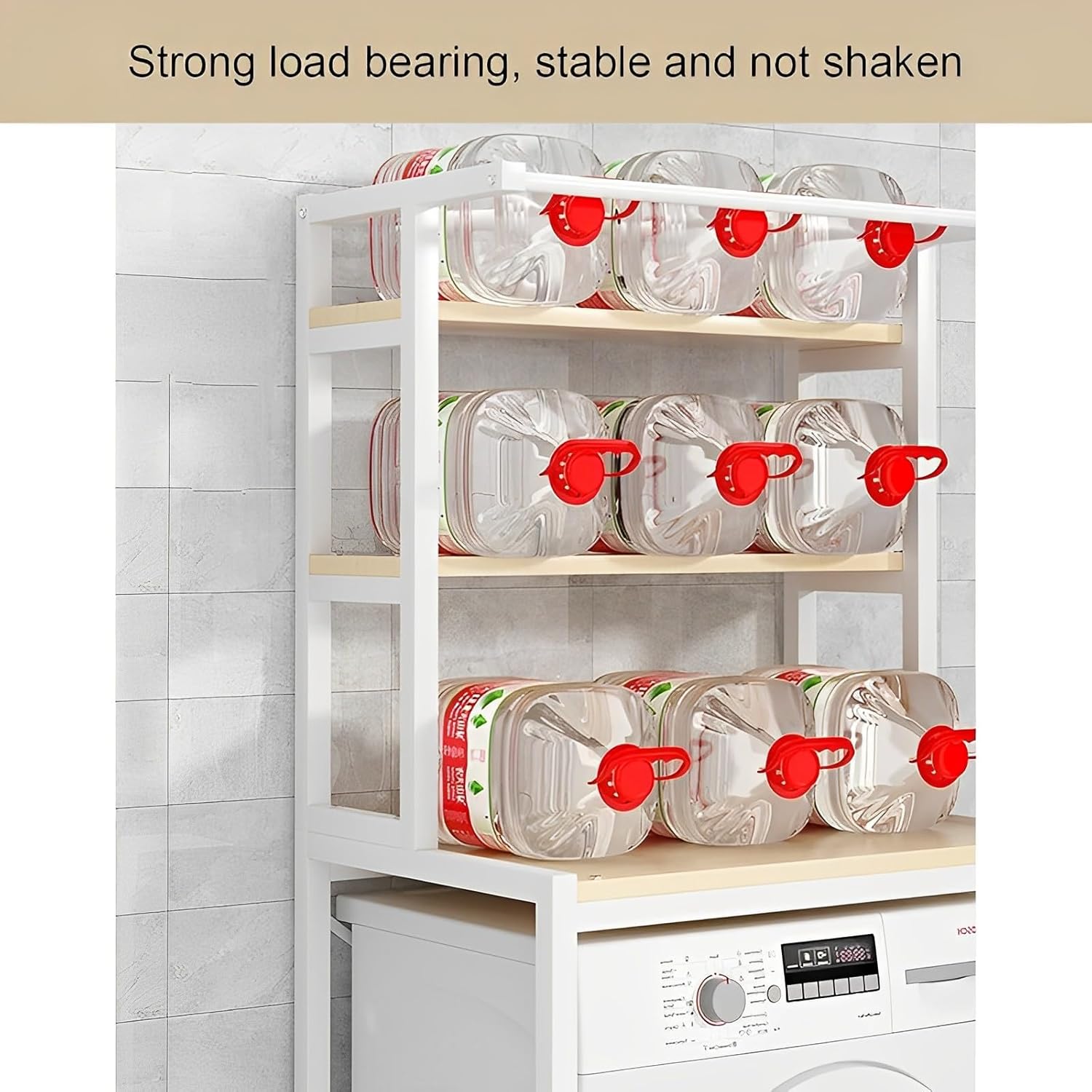 3-Tier Over Washing Machine Storage Rack Laundry Shelf Organizer for Bathroom or Toilet (White)